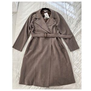 FAUX SUEDE TRENCH COAT